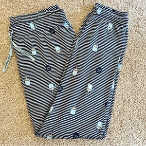 Life Is Good Sleep Pajama Joggers Coffee Mug Navy Stripe Lounge Women’s Medium